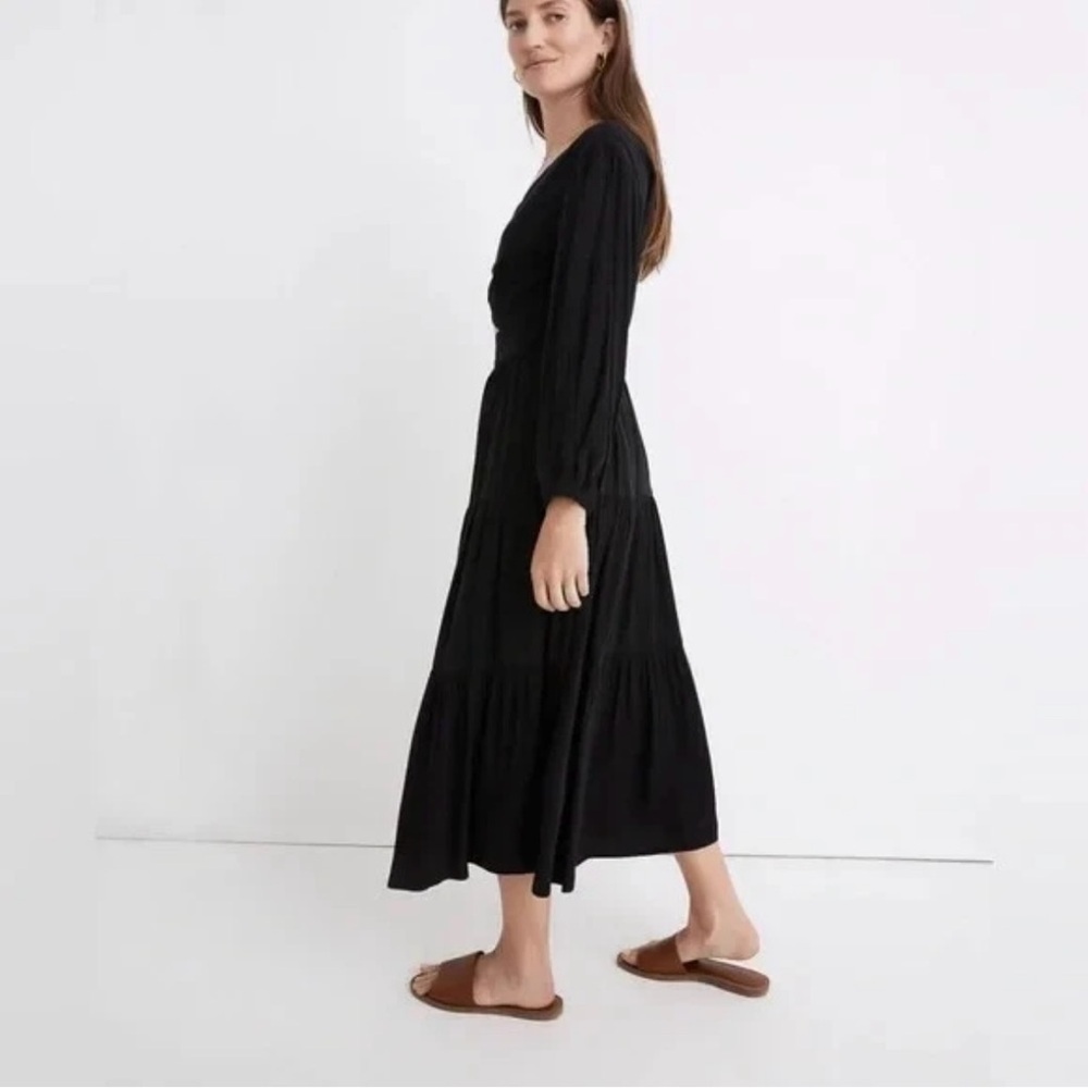 Madewell Lusterweave Black Long Sleeve Tiered Whimsigoth Cut Out Dress Sz 8 NWT - Picture 3 of 16